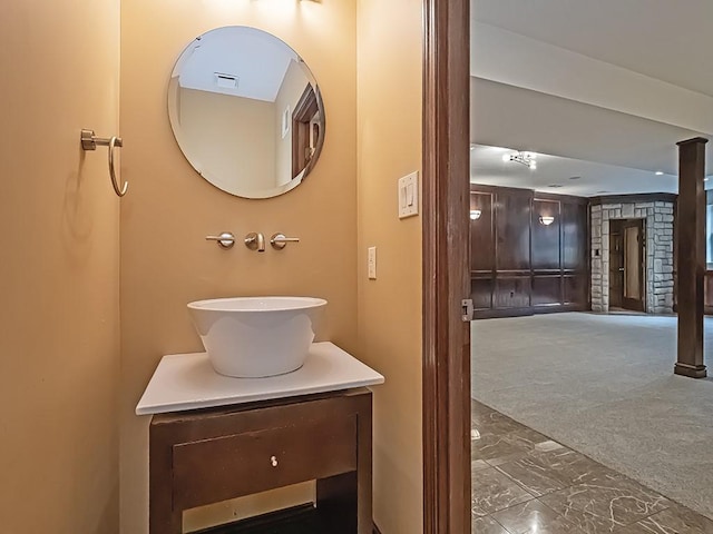906 Big Bear Ct, Adams Twp, PA 15044 - bathroom with vanity and marble finish floors