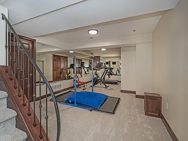 906 Big Bear Ct, Adams Twp, PA 15044 - workout area with baseboards, carpet flooring, and recessed lighting
