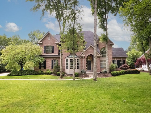 906 Big Bear Ct, Adams Twp, PA 15044 - view of front of property with brick siding, a front lawn, and roof with shingles