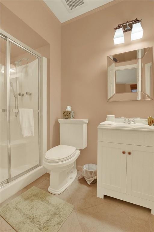 222 Schenley Rd, Squirrel Hill, PA 15217 - bathroom featuring toilet, a shower stall, tile patterned flooring, and vanity