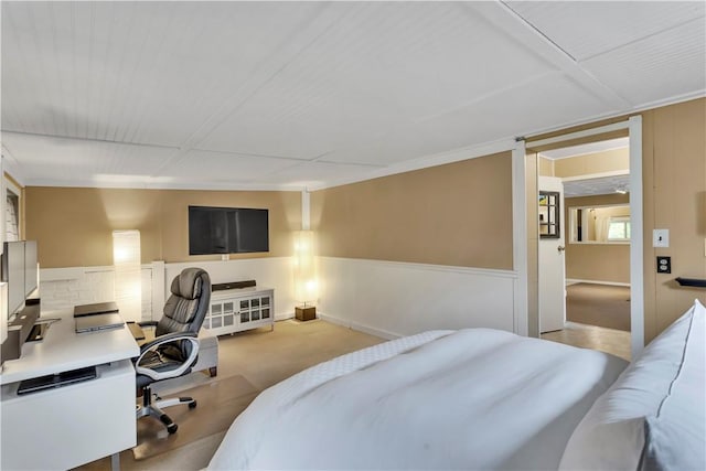 427 Harpers Ferry Rd, North Sewickley Twp, PA 15010 - bedroom featuring an office area, wainscoting, and light carpet