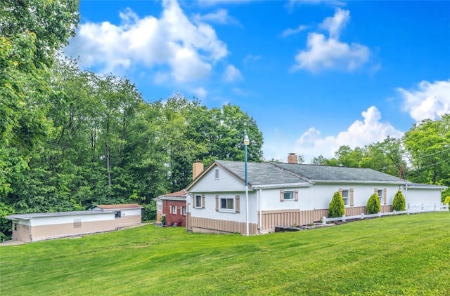 427 Harpers Ferry Rd, North Sewickley Twp, PA 15010 - rear view of house with a chimney and a yard