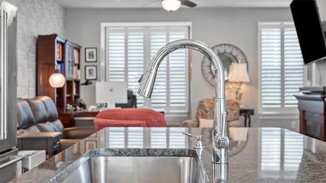155 Bucktail Dr, Cranberry Twp, PA 16066 - dining area view of a ceiling fan and a sink