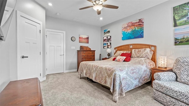 155 Bucktail Dr, Cranberry Twp, PA 16066 - bedroom featuring carpet floors, recessed lighting, ceiling fan, and baseboards