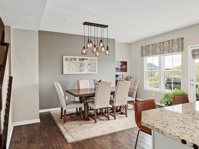 4046 Overview Dr, Cecil, PA 15317 - dining area with stairway, wood finished floors, and baseboards