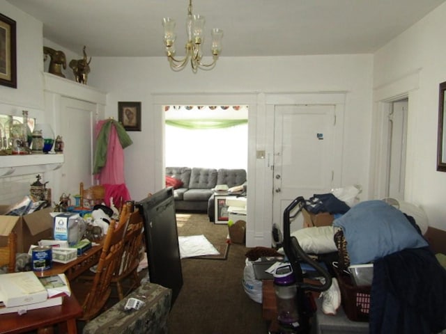 2445 Brownsville Rd, Carrick, PA 15210 - dining area featuring a chandelier and carpet