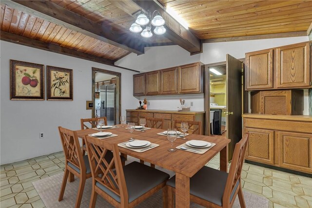 1369 Old Pulaski Rd, Neshannock Twp, PA 16105 - dining space featuring wood ceiling and a chandelier