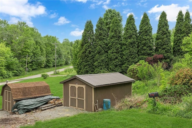 1369 Old Pulaski Rd, Neshannock Twp, PA 16105 - view of shed with a wooded view