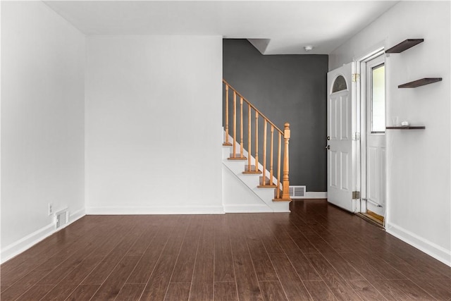 512 Pine Ave, Ellwood City Law, PA 16117 - unfurnished living room with wood finished floors, stairs, and baseboards