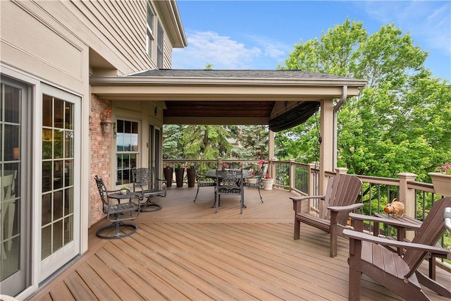 409 Foxwood Ln, Scott Twp Sal, PA 15220 - wooden terrace with outdoor dining space