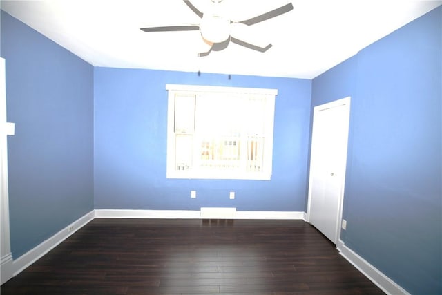 3640 Massachusetts Ave, Brighton Heights, PA 15212 - unfurnished room featuring ceiling fan, dark wood-type flooring, and baseboards