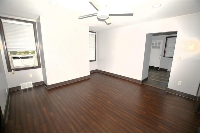 3640 Massachusetts Ave, Brighton Heights, PA 15212 - unfurnished room featuring ceiling fan, cooling unit, baseboards, dark wood-style flooring, and recessed lighting