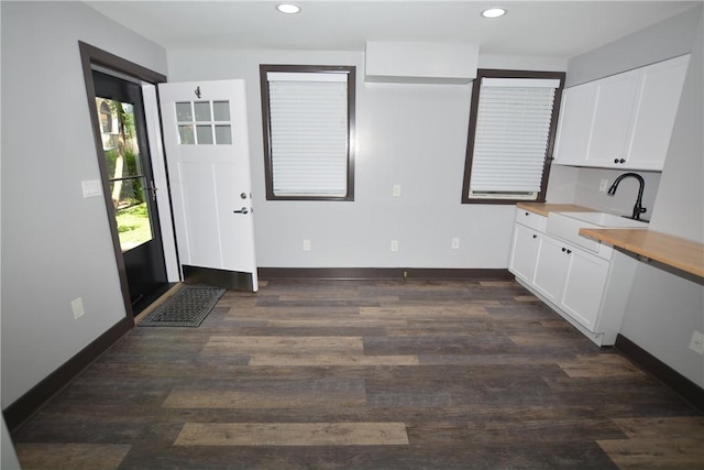 3640 Massachusetts Ave, Brighton Heights, PA 15212 - kitchen with a sink, white cabinets, baseboards, recessed lighting, and dark wood-type flooring