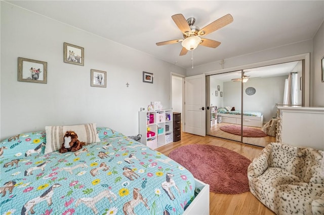124 Hilton Rd, Unity Twp, PA 15601 - bedroom featuring wood finished floors, ceiling fan, and a closet