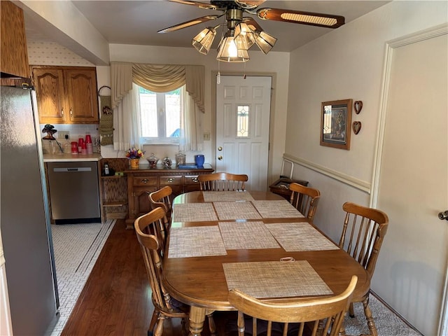 2122 Elizabeth Ct, Export, PA 15632 - dining area featuring ceiling fan and wood finished floors