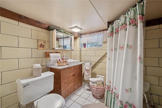 2122 Elizabeth Ct, Export, PA 15632 - full bathroom featuring tile walls, vanity, tile patterned flooring, and a shower with shower curtain