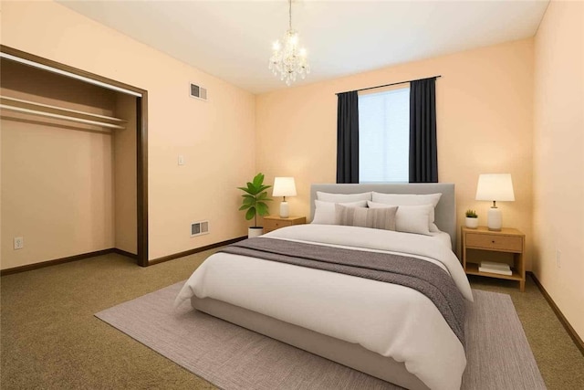 356 Reserve Sq, Wayne Twp Law, PA 16157 - bedroom featuring carpet flooring, a chandelier, and baseboards