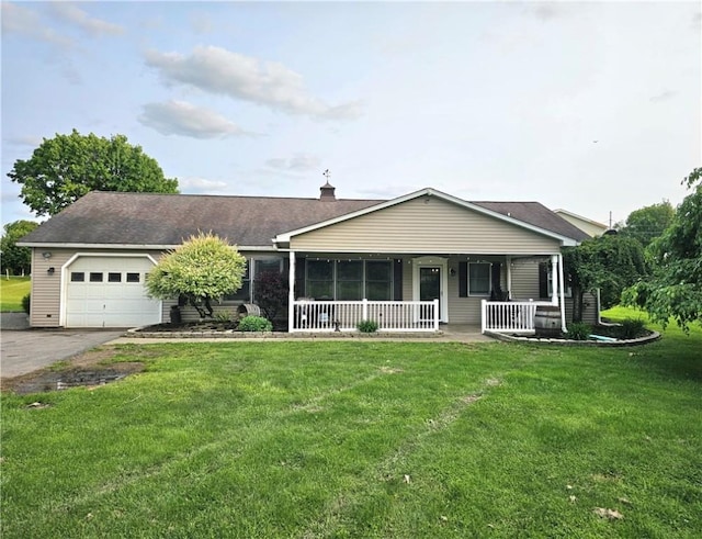 356 Reserve Sq, Wayne Twp Law, PA 16157 - single story home featuring a porch, an attached garage, a front yard, and driveway