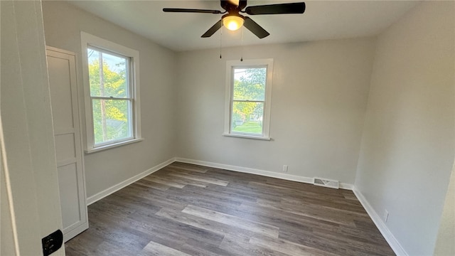 14 Haywood St, Carroll Twp, PA 15063 - unfurnished room featuring plenty of natural light, a ceiling fan, and dark wood finished floors