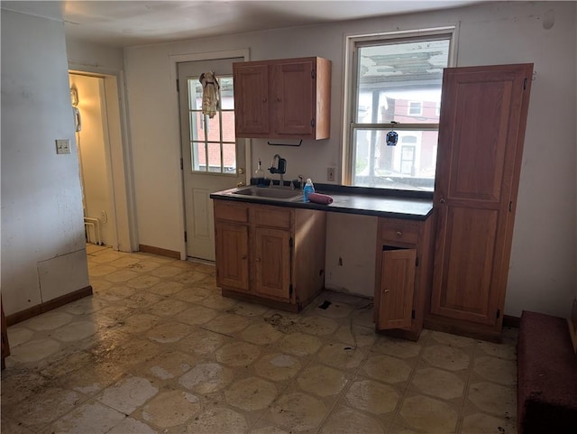 1321-1323 Bingham St, South Side, PA 15203 - kitchen featuring light flooring, healthy amount of natural light, a sink, and dark countertops