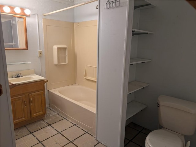 1321-1323 Bingham St, South Side, PA 15203 - bathroom featuring toilet, tile patterned floors, vanity, and bathtub / shower combination