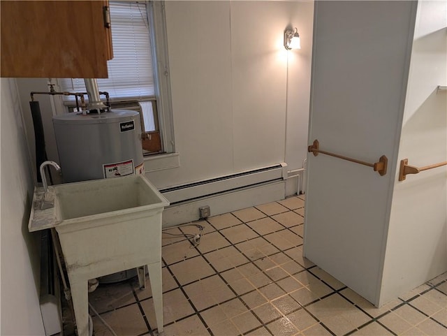 1321-1323 Bingham St, South Side, PA 15203 - bathroom featuring baseboard heating and electric water heater