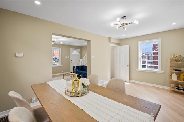 362 Marshall Ave, Observatory Hill, PA 15214 - dining room with a chandelier, stairway, plenty of natural light, baseboards, and recessed lighting