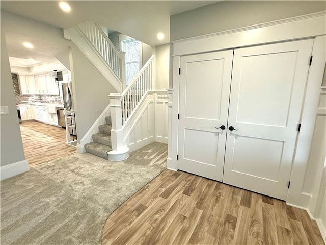407 E Hillcrest Ave, New Castle/2Nd, PA 16105 - foyer entrance featuring light wood finished floors, recessed lighting, and stairs