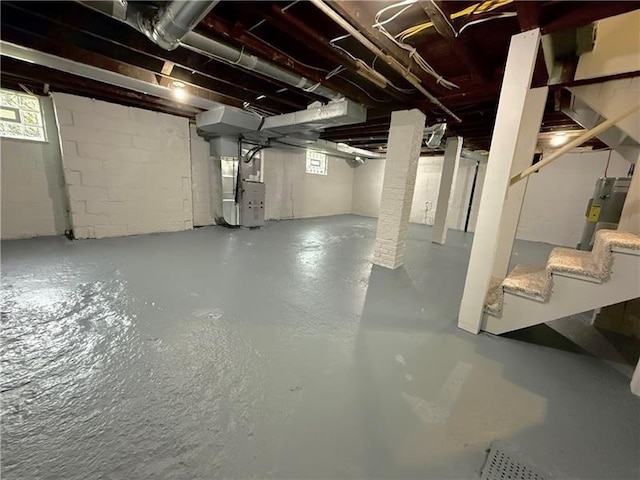 407 E Hillcrest Ave, New Castle/2Nd, PA 16105 - basement with heating unit and stairs