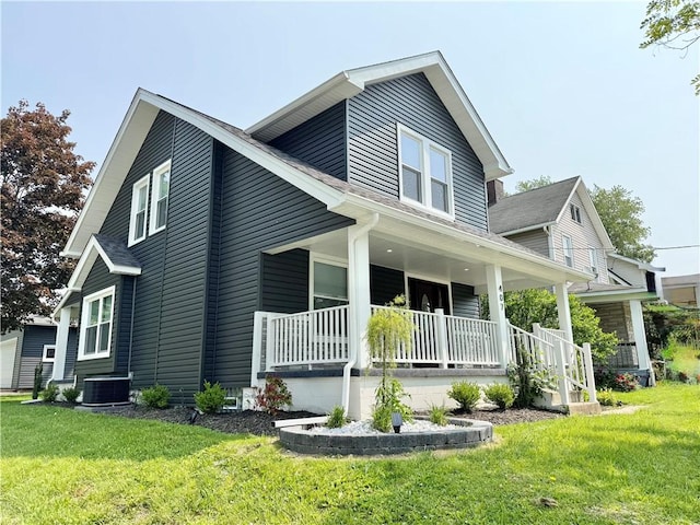 407 E Hillcrest Ave, New Castle/2Nd, PA 16105 - view of property exterior with covered porch, cooling unit, and a lawn