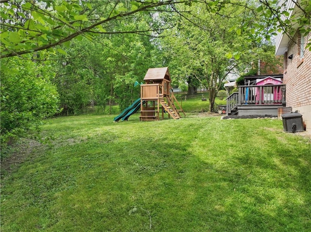 105 Canaveral Dr, Penn Hills, PA 15235 - view of yard featuring a playground and central air condition unit