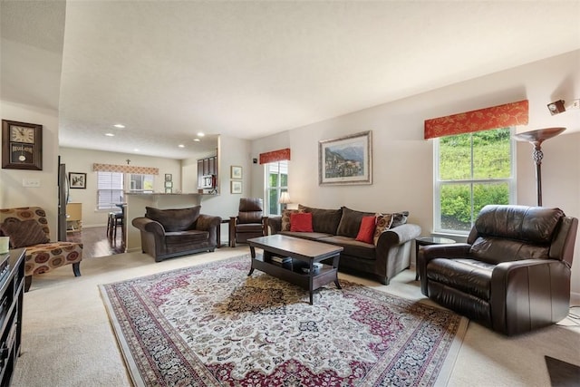 224 Long Ridge Dr, Kennedy Twp, PA 15108 - living area featuring carpet flooring and recessed lighting