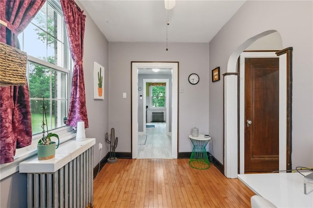 8243 High St, Mccandless, PA 15237 - foyer entrance featuring light wood finished floors, baseboards, and arched walkways