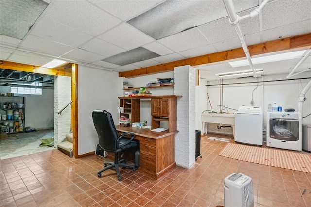 8243 High St, Mccandless, PA 15237 - tiled office space featuring separate washer and dryer and a sink