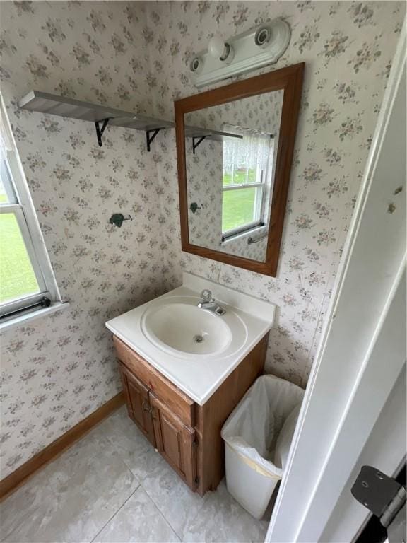 1001 Wible Run Rd, Shaler, PA 15209 - bathroom with vanity and wallpapered walls