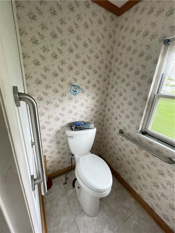 1001 Wible Run Rd, Shaler, PA 15209 - bathroom with toilet, baseboards, and tile patterned flooring