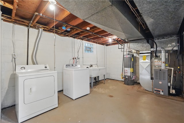 10539 Roseway Blvd, North Huntingdon, PA 15642 - basement with water heater, separate washer and dryer, and heating unit
