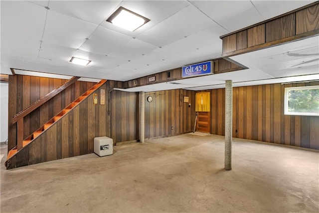 3410 E Stag Dr, West Deer, PA 15044 - below grade area featuring wood walls and stairway