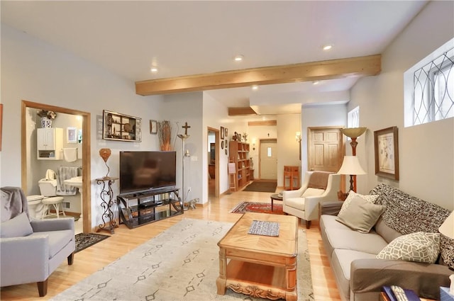 226-228 S Washington St Unit 226, City Of But Se, PA 16001 - living room with beamed ceiling, light wood finished floors, and recessed lighting