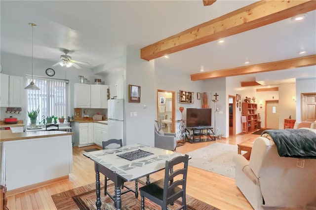 226-228 S Washington St Unit 226, City Of But Se, PA 16001 - living room with ceiling fan, beam ceiling, light wood-style flooring, and recessed lighting