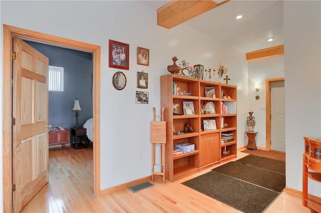 226-228 S Washington St Unit 226, City Of But Se, PA 16001 - corridor featuring wood finished floors, baseboards, recessed lighting, and beam ceiling