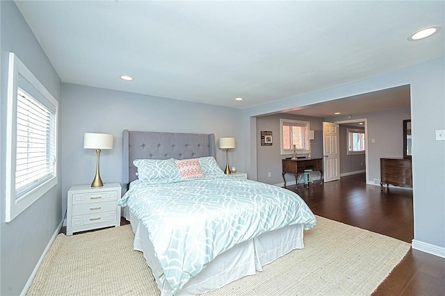 1921 Jane St, South Side, PA 15203 - bedroom featuring baseboards, wood finished floors, multiple windows, and recessed lighting