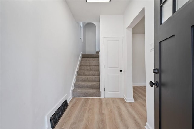 220 Dewey St, Edgewood, PA 15218 - stairway with wood finished floors and baseboards