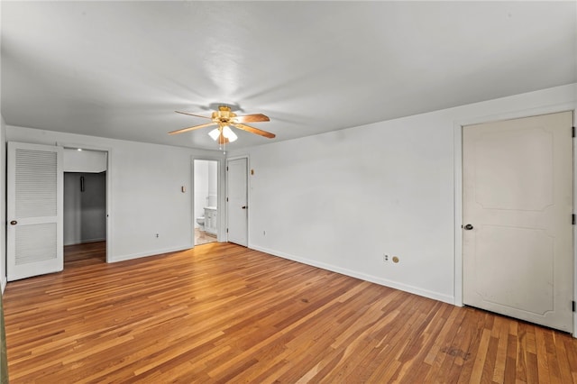 48 Green Crescent Dr, South Strabane, PA 15301 - unfurnished bedroom with light wood finished floors, baseboards, ensuite bathroom, and ceiling fan