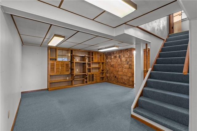 719 12th St, Pitcairn, PA 15140 - finished basement with stairs, carpet, and baseboards