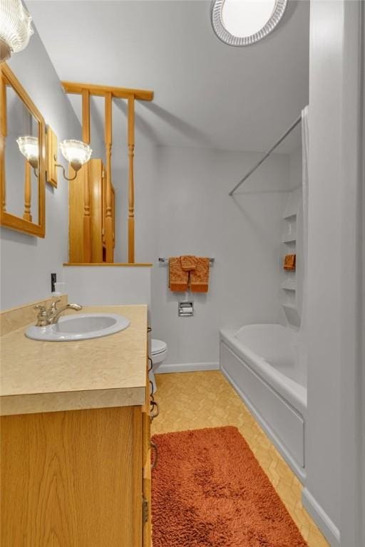 332 Division Ln, Vanport, PA 15009 - bathroom with vanity, toilet, and washtub / shower combination