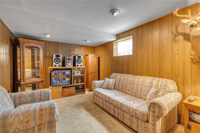 332 Division Ln, Vanport, PA 15009 - living room with carpet flooring and wood walls