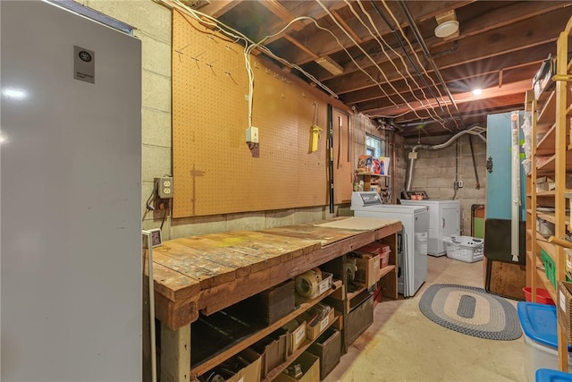 332 Division Ln, Vanport, PA 15009 - unfinished below grade area featuring a workshop area and washer and dryer