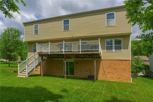 8014 Maureen Dr, Cranberry Twp, PA 16066 - back of house with a deck, a lawn, and stairs