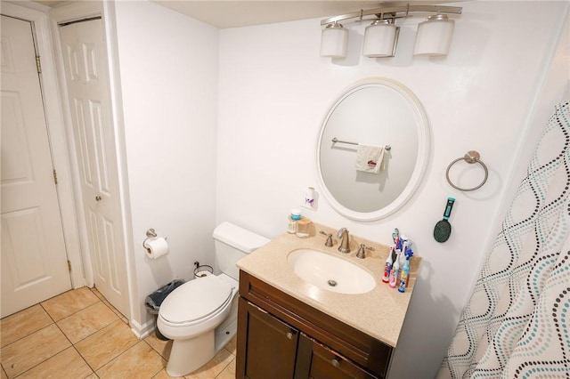 343 Whitestown Rd, Twp Of But Nw, PA 16001 - bathroom featuring vanity, tile patterned floors, toilet, and a shower with shower curtain